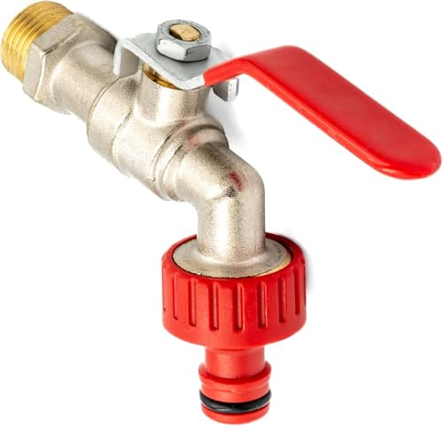 KNM Trade Gartenwasserhahn 1/2 Kugelventil Messing Außengewinde | Vernickeltes Messing, Wandanschlüsse, tropffrei, bis 10 bar, 65°C, PTFE-Dichtung, Schnellkupplung