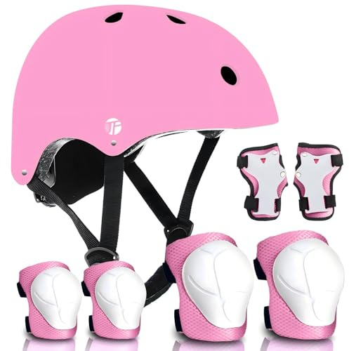 JeeFree Justerbar cykelhjälm för barn med knäskydd armbågsskydd handledsskydd, skateboardhjälm för åldrarna 2-3-5-8-14 barn småbarn flickor pojkar, multisport cykling ridning scooter skridskohjälm