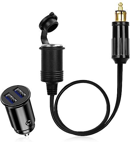 12 V/24 V Encendedor de Cigarrillos Cable de Extensión para Mechero de Coche Cargador de coche USB Dual Macho Europeo Din Enchufe al Adaptador del Encendedor de Cigarrillos Toma