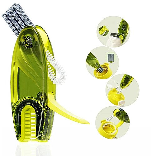 Juego de cepillos de limpieza de tapa de taza 4 en 1, limpiador multifuncional de cepillo de botella pequeña, cepillo de tapa de taza, herramientas de limpieza de pajitas, mini limpiador de botellas