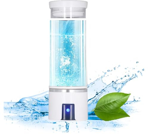 Botella de Agua de Hidrógeno, Botella Rica en Hidrógeno para la Salud de Vidrio de Doble Capa de 300 Ml, Generador de Agua Ionizada Recargable por USB Portátil para la Oficina