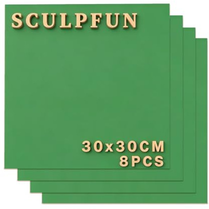 sculpfunDIY 8 Stück Grün MDF Blätter, 30cm*30cm Unbehandeltes Holz 3mm MDF Brett für Lasergravur CNC-Schneiden