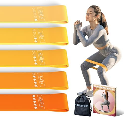 Fasce elastiche per esercizi di resistenza, per fitness, stretching, allenamento della forza, fisioterapia, per donne, uomini, bambini, set da 5 (arancione)