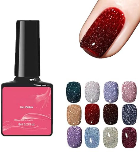 Glitter-Nagellack mit hoher Dichte, Glitter-Gel-Nagellack, reflektierender Diamant-Nagel-Glitter-Gellack, schnell trocknender Glitzer-Nagellack für DIY-Kunstmaniküre zu Hause
