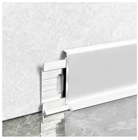 Zócalo Pared Rodapié Blanco para Paredes, Zócalo de Aluminio Impermeable para Baño Cocina Balcón, Rodapiés Que se Ajustan sobre los ya existentes(W 4cm/1.6in,L 60cm/23.6in)