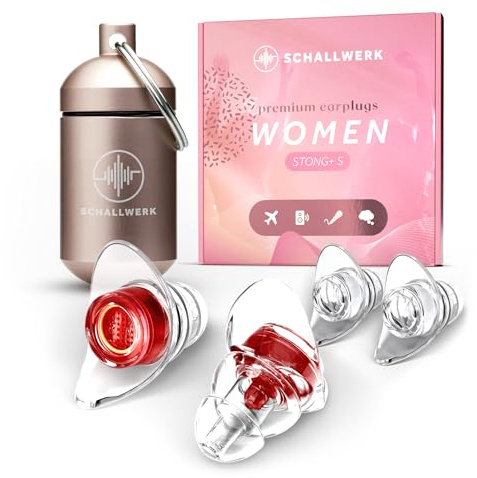 SCHALLWERK ® Women+ Gehörschutz Ohrstöpsel – dämpfen Lärm & erhalten Tonqualität – Gehörschutzstöpsel, Ohrstöpsel Konzert, Ohrenschutz, Earplugs
