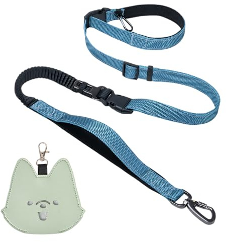 Lunaanda Guinzaglio Mani Libere per Cani con Porta Sacchetti, Cintura in Vita Regolabile Guinzaglio Elastico Crossbody con Cuciture Riflettenti per Cani Medi e Grandi Camminata Jogging e Allenamento