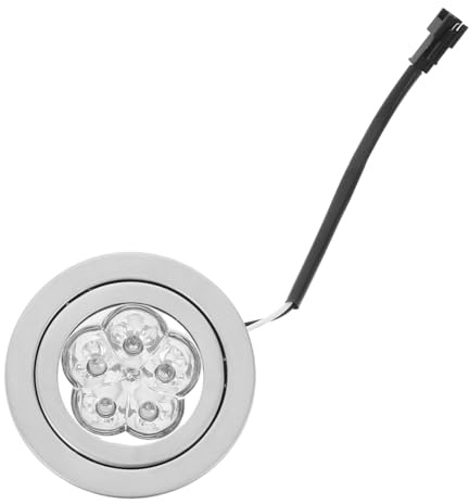 Redonda Bombilla 12v LED de Campana Extractora de Cocina | Vidrio y Abs, Potencia =1.5w, Plata, Uso en Cocina y Zona de Cocción, Repuesto para Electrodomésticos