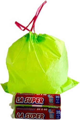 30 l självlåsande soppåsar Super (60 påsar)-Pack 3 rullar, robust trelager, parfymerad och droppfri 55 x 60 cm för hushållskärl, badrum, kontor och kök (PLUS-AE-30L)