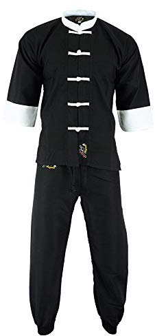 Playwell Elite Kung Fu Mikrofaser Ultra Light Uniform Schwarz: Kinder - Schwarz, 150cm