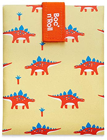 Roll'eat ® | Bolsa Merienda, Porta Bocadillos con Envoltorio Reutilizable, Porta Alimentos Ecológico sin BPA, Bolsa de Tela, Color Dino - Boc'n'Roll Animals