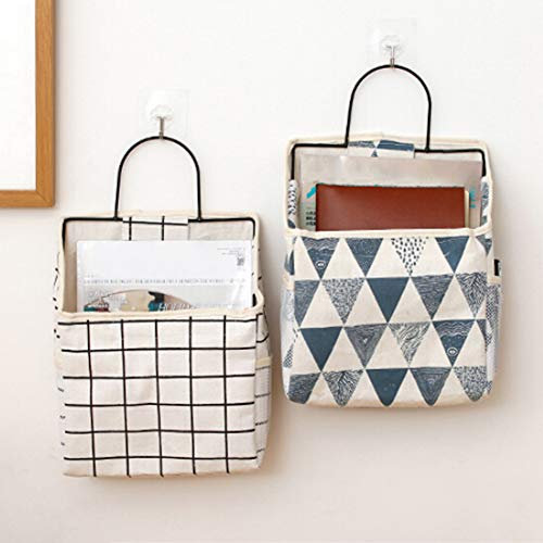 Wankd Porte-magazines, porte-journaux, 1 pièce en métal, coton et lin, porte-revues, porte-revues, porte-limes, récipient de rangement décoratif (blanc)