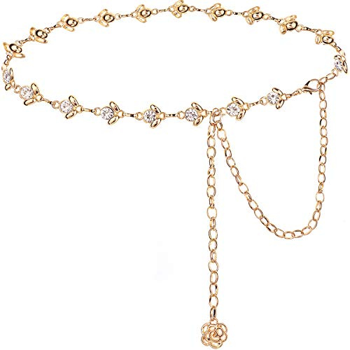 Suyi Kettengürtel für Frauen Strass Taillenkette für Kleid
