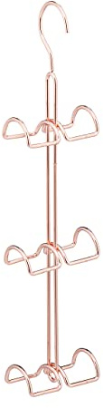 Relaxdays 2 x Handtaschenbügel 6 Haken, platzsparende Handtaschen Aufbewahrung, Taschenhaken Metall, Taschenhalter, Kupfer