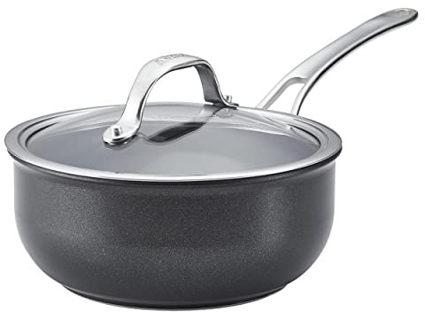 Anolon X Hybrid Nonstick Saucier with Lid, 2.5 Quart - Dark Gray
