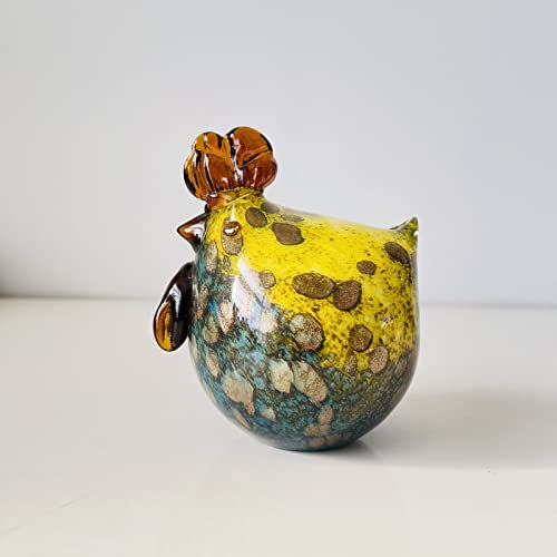 DECRZPB Farbige Glasur Handgemachte Glasfarbe Hahn Figur Briefbeschwerer aus mundgeblasenem Glas Geburtstagsgeschenk Tischschmuck Wohnkultur