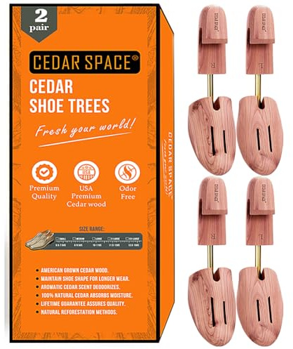 Cedar Space träsko stretchträd, 6,5-14 storlekar cederträ skoträd, 2/4 st skostretchare för män, sneakers, stövlar, Original träfärg, Small (Fits Shoe Sizes 6.5 - 8.5)