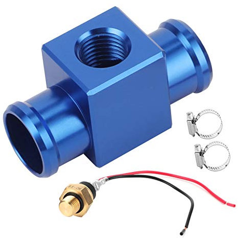 Kit Interruttore di Temperatura Dell'acqua del Termostato, Adattatore del Tubo del Radiatore, Sensore di Temperatura della Ventola del Liquido di Raffreddamento per Veicoli (Blu)