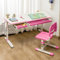[en.casa] Schreibtisch Kinder Sauda Kinderschreibtisch höhenverstellbar 120 x 60 cm Schülerschreibtisch mit neigbarer Tischplatte und 2 Schubladen Pink/Weiß