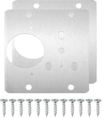 QUARKZMAN Armoire Charnière Réparation Plaque,2 Ensemble 85mm Acier Inox Acier Cuisine Placard Porte Charnière Réparation Plaque Kit Comprend Fixation Vis pour Bois Armoire Portes, Argent
