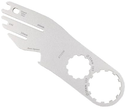 HOUSON Stainless Steel Multifunctional Bicycle Tool - Disc Brake Adjuster, Spoke Wrench, Valve Tool & Bottle Opener (127 x 37 x 3 mm, 60 g)
