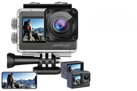 Somikon Unterwasser-Kamera: 6K-Actioncam mit 2 Farbdisplays, WLAN, Versandrückläufer (Unterwasserkamera 6K, Unterwasserkamera Digital, Videorecorder)