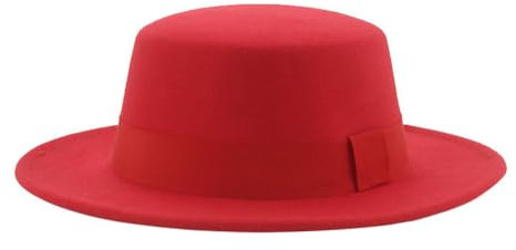 WUFANGBU Fedora Trilby Filzhut Hut Filzhut Zylinder Flacher Hut Damenhut Retro Flacher Hut Flacher Hut Flacher Krempe Jazzhut M(56-58Cm) Rot