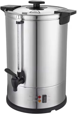 Percolateur à Café Inox Double Paroi 15L – 1500W – Machine Professionnelle 100 Tasses – Chauffe et Maintien au Chaud – Robinet Anti-Goutte – Température 90-92°C – Jauge de Niveau – Panier Café Inox