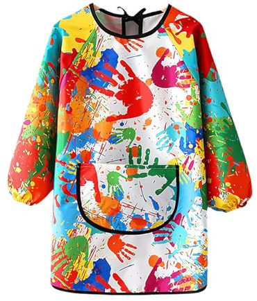Tablier Peinture Enfant 3-8 Ans,Ecole Imperméable Longues Manches Blouse Art Plastique Enfants,D'artiste Longue D'art Artisanal Painting Tabliers,pour Fille Garcon Kinder Maternelle (Multicolore)