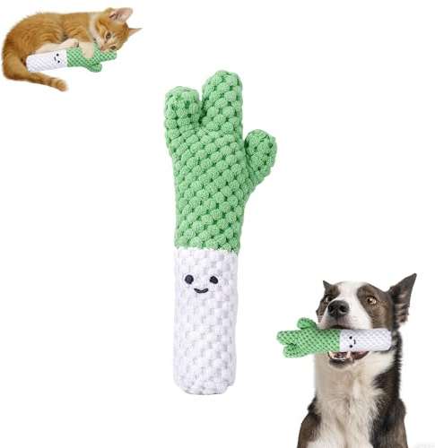 ZWWOGE Gioco Interattivo per Gatti a Forma di Porro in Peluche con Suono, Giochi da Masticare per Animali Domestici, Accessori per Pulizia Denti e Intrattenimento
