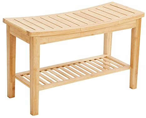 Wasserdichter Bambus-Duschhocker mit Ablage, platzsparende Badewannenbank für Rasur und Badezimmer, rutschfestes Design, stilvoll und