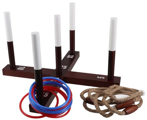 Yardwe Jeu de Lancer d'anneaux pour Enfants - Jeu d'anneaux en Bois pour Le Jardin - Idéal pour Les fêtes de Famille, Les Anniversaires et Les Jeux d'extérieur.