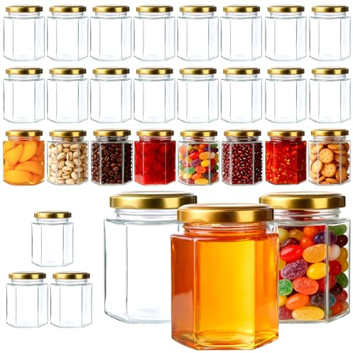 YBCPACK 30 st. konserveringsburkar små med lock 180 ml, syltburkar med skruvlock, lufttät och diskmaskinssäker – små skruvburkar för sylt, honung, yoghurt