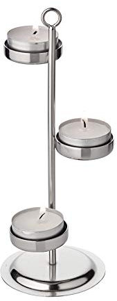 EDZARD Porte-Bougie/Bougie Chauffe-Plat Denver, en Acier Inoxydable nickelé, Hauteur 21 cm, Convient aux lanternes