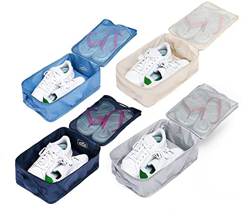 Travel Shoe Bags, Foldable Waterproof Shoe Puches Organizer-Double Layer (Multi-colored4)