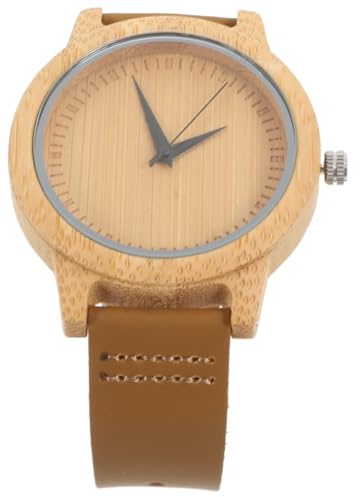 Hemobllo Armbanduhr aus Holz für Herren, Armband aus Leder, analog, Quarz, elegant, Geschenk, Bild 1, 26 * 2,6 cm, Riemen