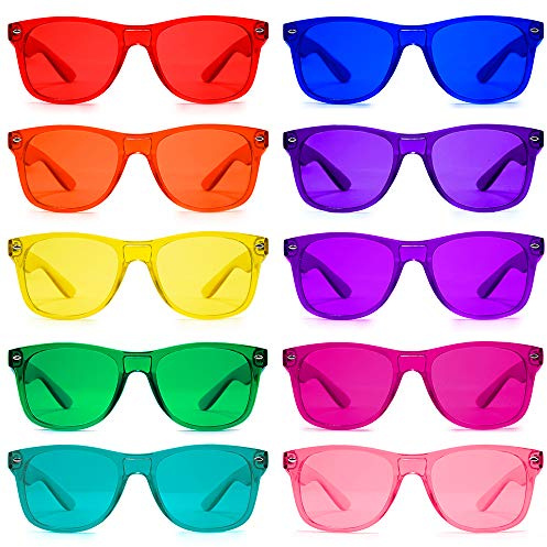 Color Therapy Glasses 10 Pack for Chakra Healing, Chromotherapy, and Mood