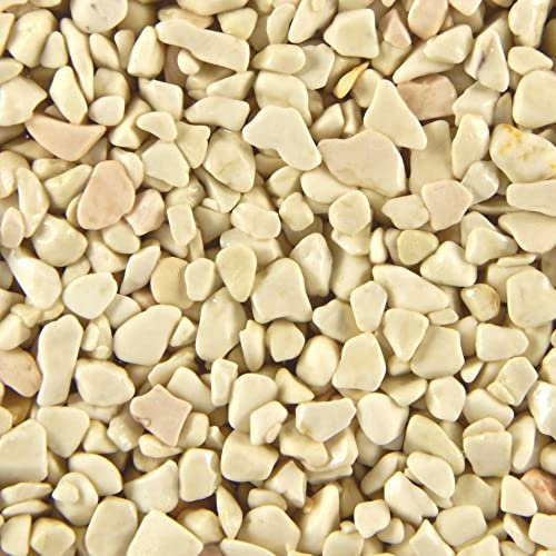 Terralith Steinteppich Marmor Komplett-Set für 1qm - Körnung: mittel - 4-6mm mit Polyurethan Bindemittel - für Außen in beige (vaniglia)