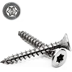 100 Stück Spanplattenschrauben 3,5x25 mm - A2 Edelstahl - Torx - TX10 - Senkkopf - Vollgewinde - Holzschrauben - Schrauben (100, 3,5x25 mm)