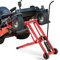TANGZON Folding Lawn Mower Jack Lift, Height Adjustable Lifting Device with Wheels, Telescopic Maintenance Jack for Ride-on Lawnmowers and Garden Tractors