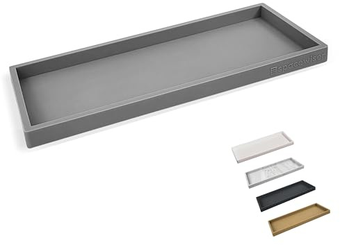 Spacewiser Countertop and Vanity Tray - 11.7 Silicone Bathroom Counter Tray, Dish Soap Trays for Kitchen Counter, Sink Organizer Caddy Accessories, Drawer Toilet Plant Shower Makeup Mat Oil Holder