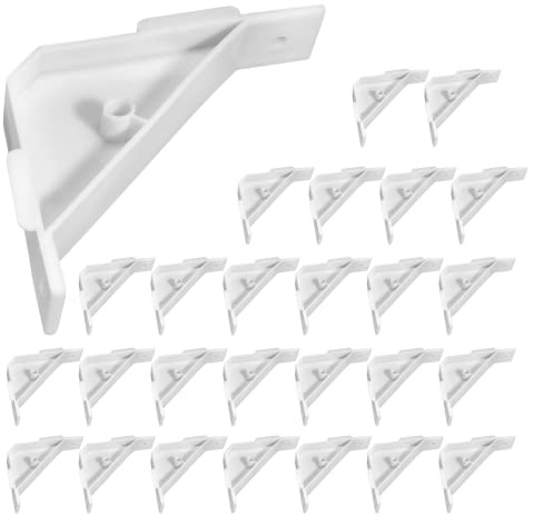 Waziaqoc 40PCS Cabinet Triangle Bracket, 90 Degree Corner Support Braces Plastic White Cabinet Countertop Brackets