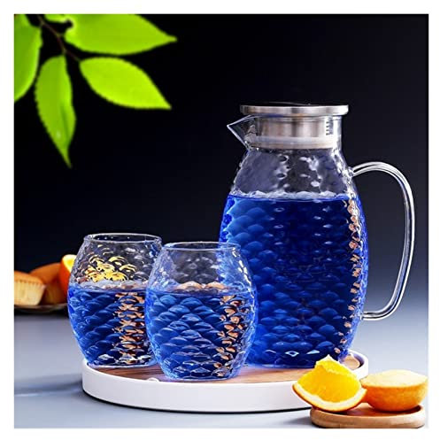 Jarras Juego de Jarra de Agua de Vidrio Juego de Tetera Champagne Cocktail Juguete de la Fruta de la Luna de la Luna for el hogar, Restaurante, cafetería Jarra de Vidrio (Color : 2L and 2 Cups)