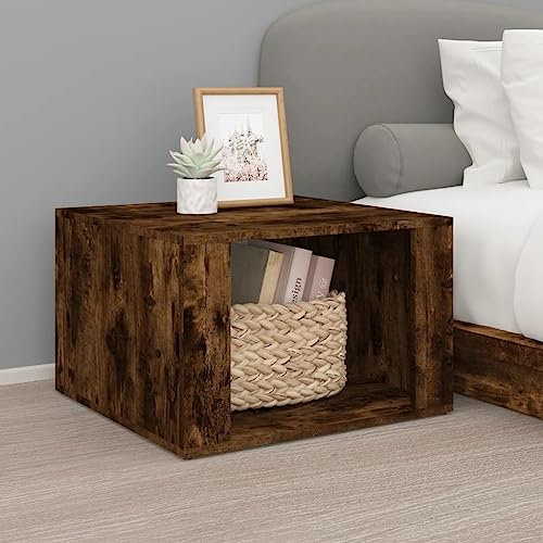prissent Mesita de Noche 57x55x36 cm Mesitas Noche Pequeñas Mesilla de Noche Auxiliares de Estilo Moderno para Dormitorio Salon Roble Ahumado