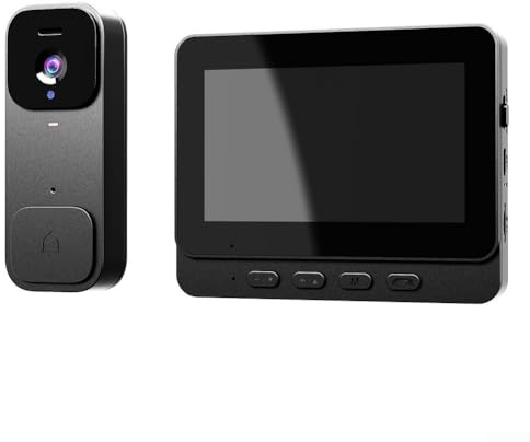 Interphone vidéo intelligent, sonnette vidéo sans fil avec moniteur vidéo, interphone domestique avec écran de 4,3 (noir)