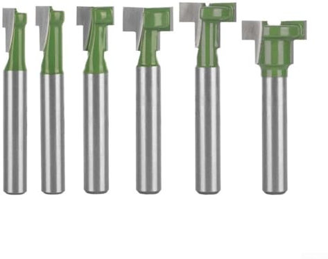 Juego de fresas de ranura en T fiable, vástago de 6 35 mm, adecuado para varios materiales de madera (6,35 × 7,94 mm)