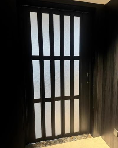 Porta a Soffietto da Interno Porta Interna Pieghevole in Pvc a Soffietto Nera, Porta per Armadio Personalizzabile per Cabina Doccia di Casa, Schermo per Cancello Scorrevole a Soffietto Alto 203 cm(38x