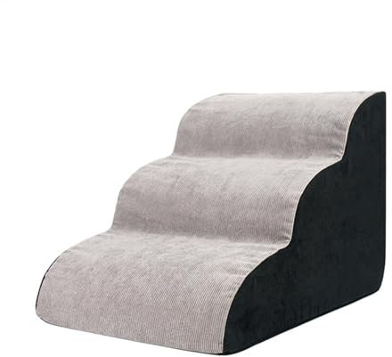 3-Stufen-Hundetreppe – Elegante 3-Stufen-Hundetreppe, langlebige Hundetreppe | 3-stufige, faltbare, abnehmbare, waschbare Hunderampe für Sofas mit hochdichtem Schaumstoff und abnehmbarem Bezug, rutsch