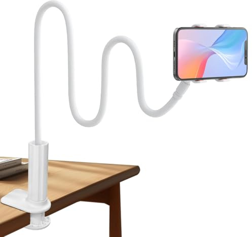 agctrler Schwanenhals Handyhalterung Bett, 138cm Flexible Lang Arm Handyhalterung Tisch, 360 Grad Drehung Handyhalter für iPhone, Samsung, 4-7 Zoll Smartphone