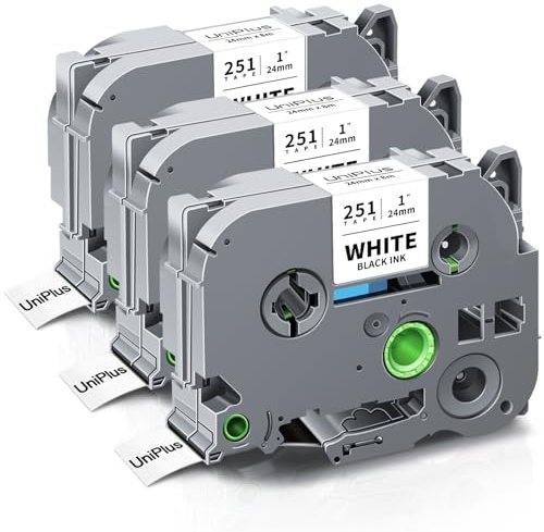 UniPlus 3x Kompatibel für Brother TZe24mm Etikettenbänder für Tze251 Tze-251 TZ-251 mit Brother P-touch PT-P750W D600 P750WVP 9600 9700PC 9800PCN P900W 2400 2430 2470 Etikettiergerät, Schwarz auf Weiß